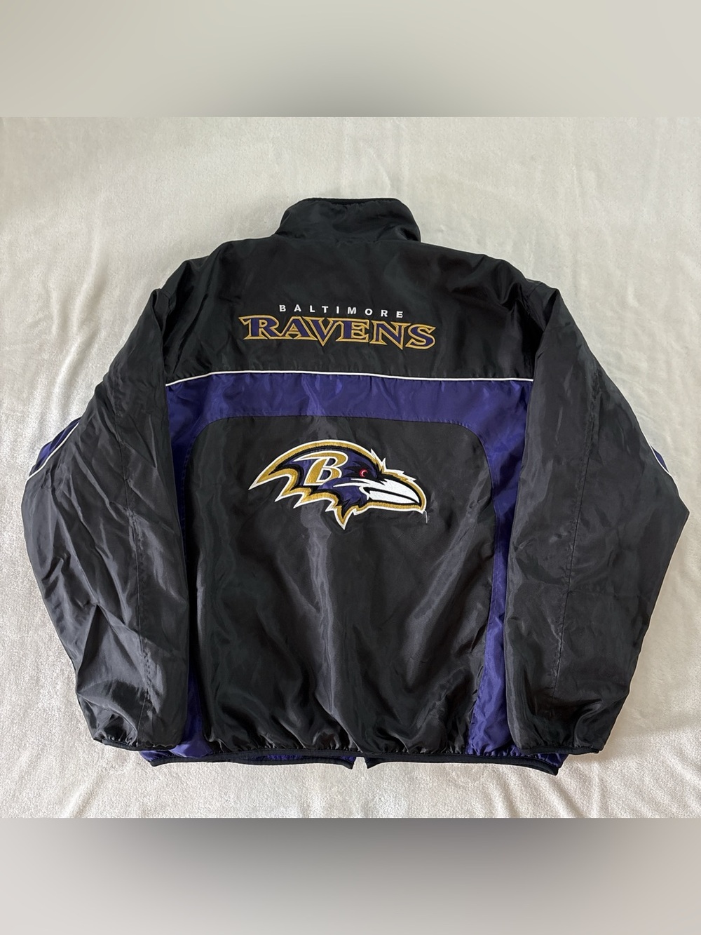 Vintage Baltimore Ravens NFL Reversible Fleece Bomber Jacket Mens LG/XL